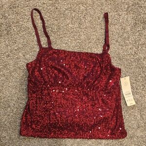 No Boundaries Sparkling Burgundy Sequin Cami